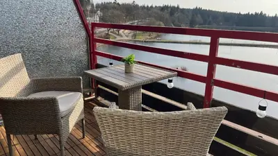 Ein Balkon oder eine Terrasse in der Unterkunft Ferienwohnung Panoramablick Hahnenklee