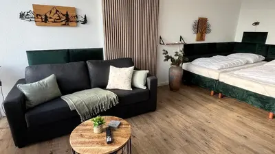 Ein Bett oder Betten in einem Zimmer der Unterkunft Ferienwohnung Panoramablick Hahnenklee