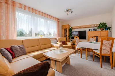 Ein Sitzbereich in der Unterkunft Ferienhaus Harzidyll