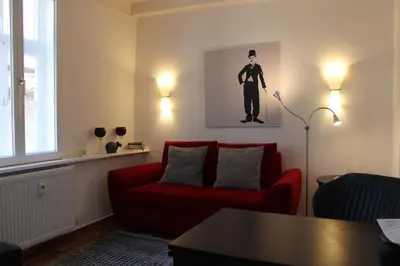 Ein Sitzbereich in der Unterkunft Ferienwohnung im Alten Peter