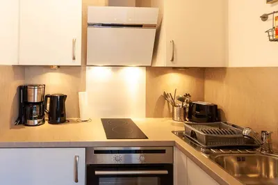 Küche/Küchenzeile in der Unterkunft Ferienwohnung Wurmbergziel mit Balkon