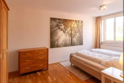 Ein Bett oder Betten in einem Zimmer der Unterkunft Ferienwohnung Bergwiesenblick mit Balkon