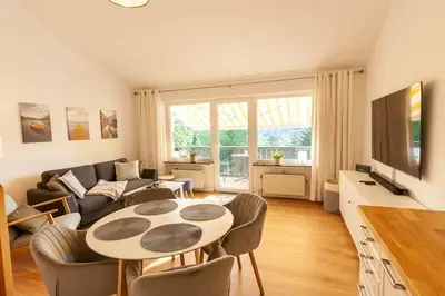 TV/Unterhaltungsangebot in der Unterkunft Ferienwohnung Blickfang mit Balkon und Traumblick