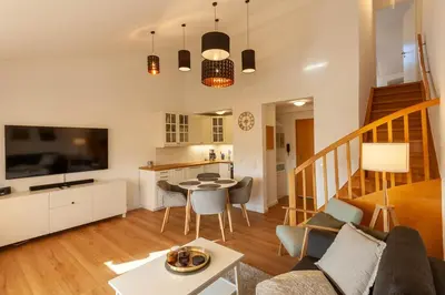 TV/Unterhaltungsangebot in der Unterkunft Ferienwohnung Blickfang mit Balkon und Traumblick