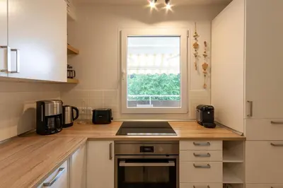 Küche/Küchenzeile in der Unterkunft Ferienwohnung Somnia mit Balkon