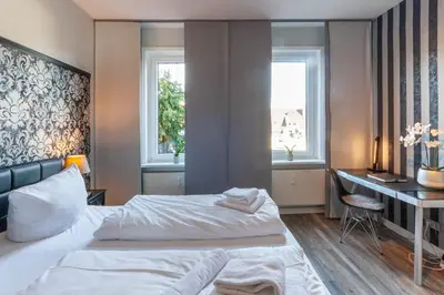 Ein Bett oder Betten in einem Zimmer der Unterkunft Ferienwohnung Bergprinz mit Terrasse