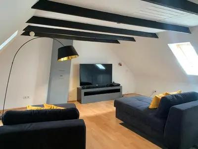 Ein Sitzbereich in der Unterkunft Ferienhaus Harzer Budenzauber mit Sauna