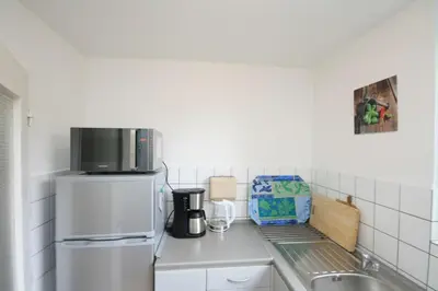 Küche/Küchenzeile in der Unterkunft Ferienwohnung Bodefall mit Balkon