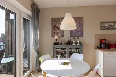 Küche/Küchenzeile in der Unterkunft Ferienwohnung Panoramablick mit Balkon