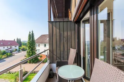 Ein Balkon oder eine Terrasse in der Unterkunft Ferienwohnung Panoramablick mit Balkon