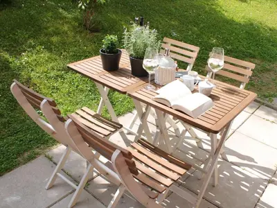 Ein Garten an der Unterkunft Bocksbergblick Ausspann