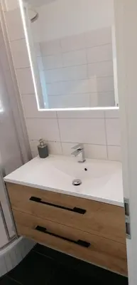 Ein Badezimmer in der Unterkunft Apartment Weitsicht mit Pool & Sauna