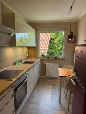 Küche/Küchenzeile in der Unterkunft Ferienwohnung Harzwiese