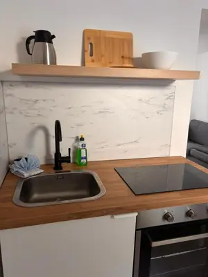 Küche/Küchenzeile in der Unterkunft Modernes Apartment am Campus II
