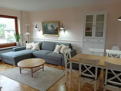 Ein Sitzbereich in der Unterkunft Ferienwohnung Calluna