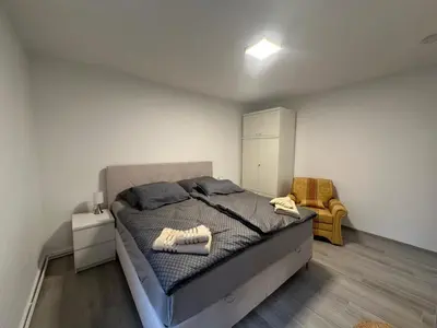 Ein Bett oder Betten in einem Zimmer der Unterkunft Fewo am Rammelsberg