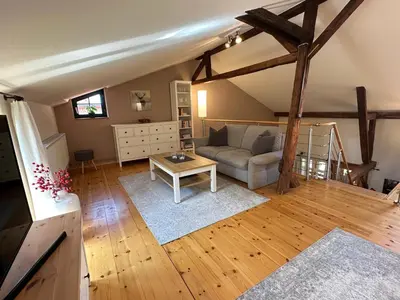 Ein Sitzbereich in der Unterkunft Pölle41 - 3Min zum Markt - Fachwerk - Denkmal