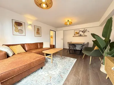 Ein Sitzbereich in der Unterkunft Ferienwohnung Leni