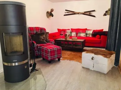 Ein Sitzbereich in der Unterkunft Ferienhaus Sehnsucht-Harz 
