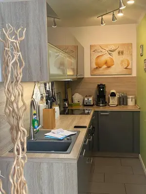Küche/Küchenzeile in der Unterkunft Luxus Ferienwohnung Traumblick Hahnenklee 4Sterne DTV