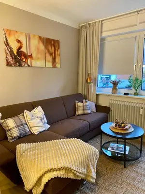 Ein Sitzbereich in der Unterkunft FeWo Harzhörnchen mit Balkon