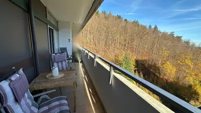Ein Balkon oder eine Terrasse in der Unterkunft Flair mit Schwimmbad