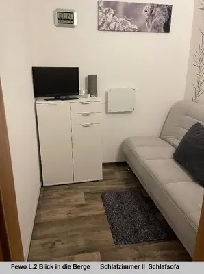 Ein Sitzbereich in der Unterkunft Fewo Eulennestchen-Harz L2 für Familie & Hund