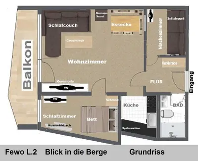 Grundriss der Unterkunft Fewo Eulennestchen-Harz L2 für Familie & Hund