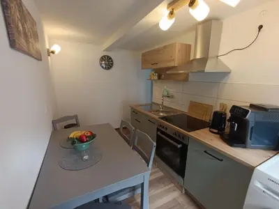 Küche/Küchenzeile in der Unterkunft Kleine Auszeit Quedlinburg