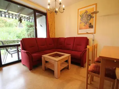 Ein Sitzbereich in der Unterkunft Ferienwohnung im Haus Schiefertal, Wieda