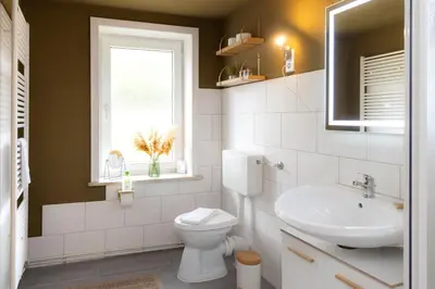 Ein Badezimmer in der Unterkunft Harter Brocken Tatort Apartment 2 Einheiten