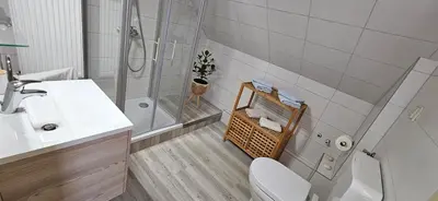 Ein Badezimmer in der Unterkunft Ferienhaus Rosengarten