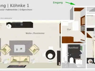 Grundriss der Unterkunft Apartment Ferienwohnung für 2-3 Personen by Interhome
