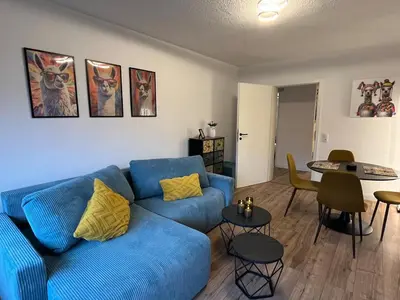 Ein Sitzbereich in der Unterkunft Ferienwohnung Bergwurm mit Balkon