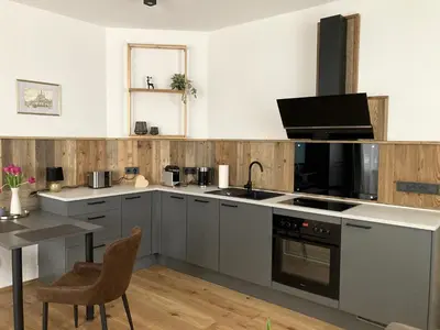 Küche/Küchenzeile in der Unterkunft Villa Schlossblick II - Zeit zum Genießen in exklusivem Studio 