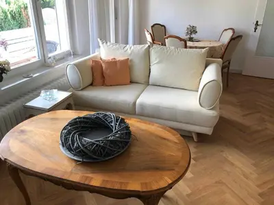 Ein Sitzbereich in der Unterkunft Ferienwohnung Supinski