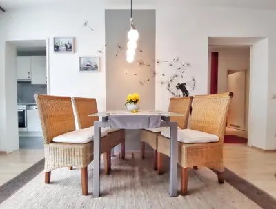 Ein Sitzbereich in der Unterkunft Ferienwohnung Harzidyll