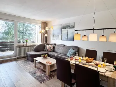 Ein Sitzbereich in der Unterkunft Waldfee