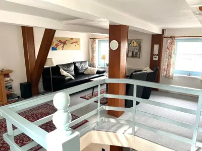 Ein Sitzbereich in der Unterkunft Ferienhaus Winkelwerk