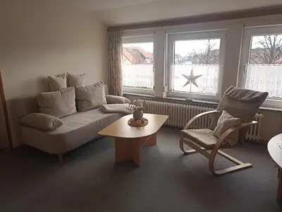 Ein Sitzbereich in der Unterkunft Ferienwohnung nahe Goslar und am Harzrand