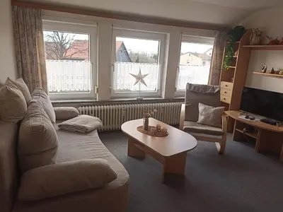 Ein Sitzbereich in der Unterkunft Ferienwohnung nahe Goslar und am Harzrand
