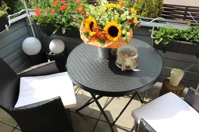 Ein Balkon oder eine Terrasse in der Unterkunft Chalet an der Bode - Schicke 3 Zi Fewo mit Balkon