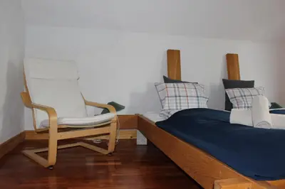 Ein Bett oder Betten in einem Zimmer der Unterkunft Ferienwohnung Teufelsmauer 