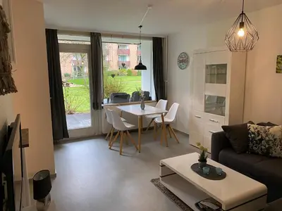 Ein Sitzbereich in der Unterkunft Ferienwohnung Schneewittchen