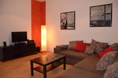 Ein Sitzbereich in der Unterkunft Wölfele Apartment