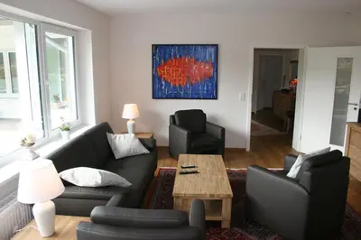 Ein Sitzbereich in der Unterkunft Ferienhaus Sonnenwinkel