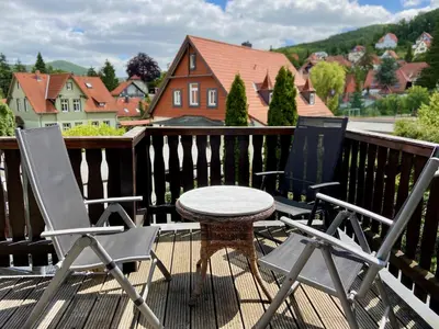 Ein Balkon oder eine Terrasse in der Unterkunft Ferienwohnung Kniep