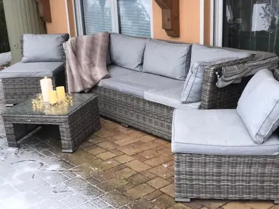 Ein Sitzbereich in der Unterkunft Ferienwohnung Am Eichenberg