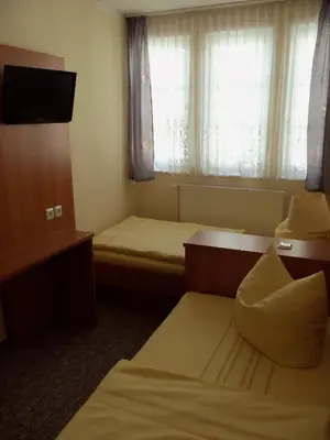 Ein Bett oder Betten in einem Zimmer der Unterkunft Hotel Garni zum Goldenen Ring