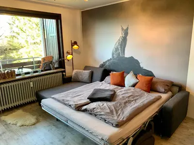 Ein Bett oder Betten in einem Zimmer der Unterkunft Luchsbutze